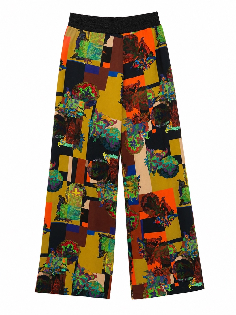 Save The Queen Patchwork Floral Wide-Leg Pants in Multi Colors - Picture 8 of 12